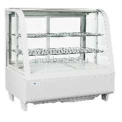 Bemutató hűtővitrin hajlított üvegű ledes világítással 100 liter fehér ipari Ferrara-Cool