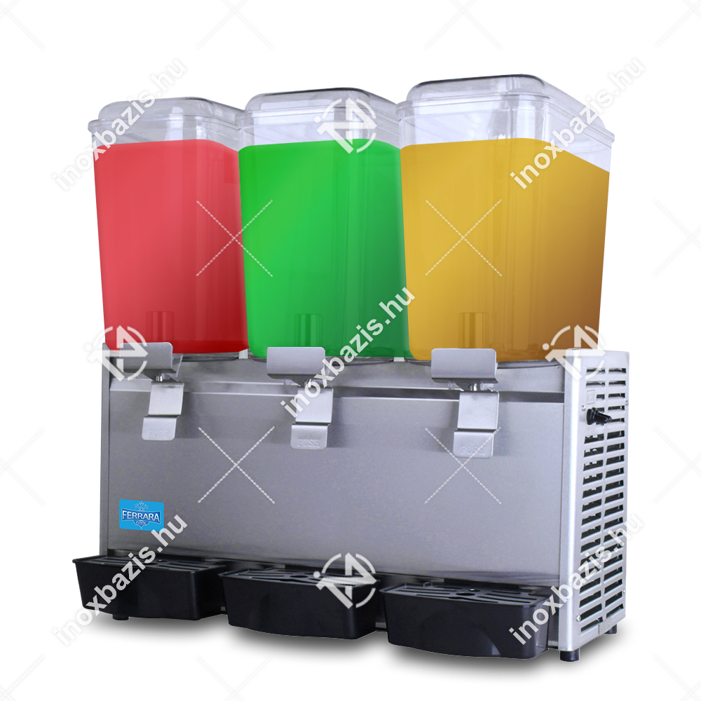Juice, Italhűtő 3x18 liter cseppenésmentes csappal ipari Ferrara-Cool