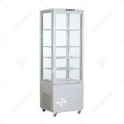 Bemutató hűtővitrin négy oldalról üvegezett 278 liter álló fehér  borítás, led világítás ipari Ferrara-Cool