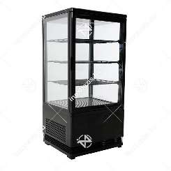 Bemutató hűtővitrin négy oldalról üvegezett 78 liter fekete ipari Ferrara-Cool
