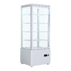 Bemutató hűtővitrin négy oldalról üvegezett 98 liter fehér ipari Ferrara-Cool