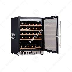 Borhűtő szabadonálló hűtő vitrin szálcsiszolt rozsdamentes kerettel 118 liter 5 fa polcos ipari Ferrara cool