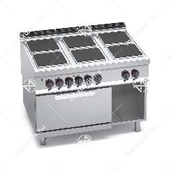 Tűzhely elektromos 6 főzőlapos elektromos sütővel főzősorba illeszthető ipari 900Sr BERTO'S